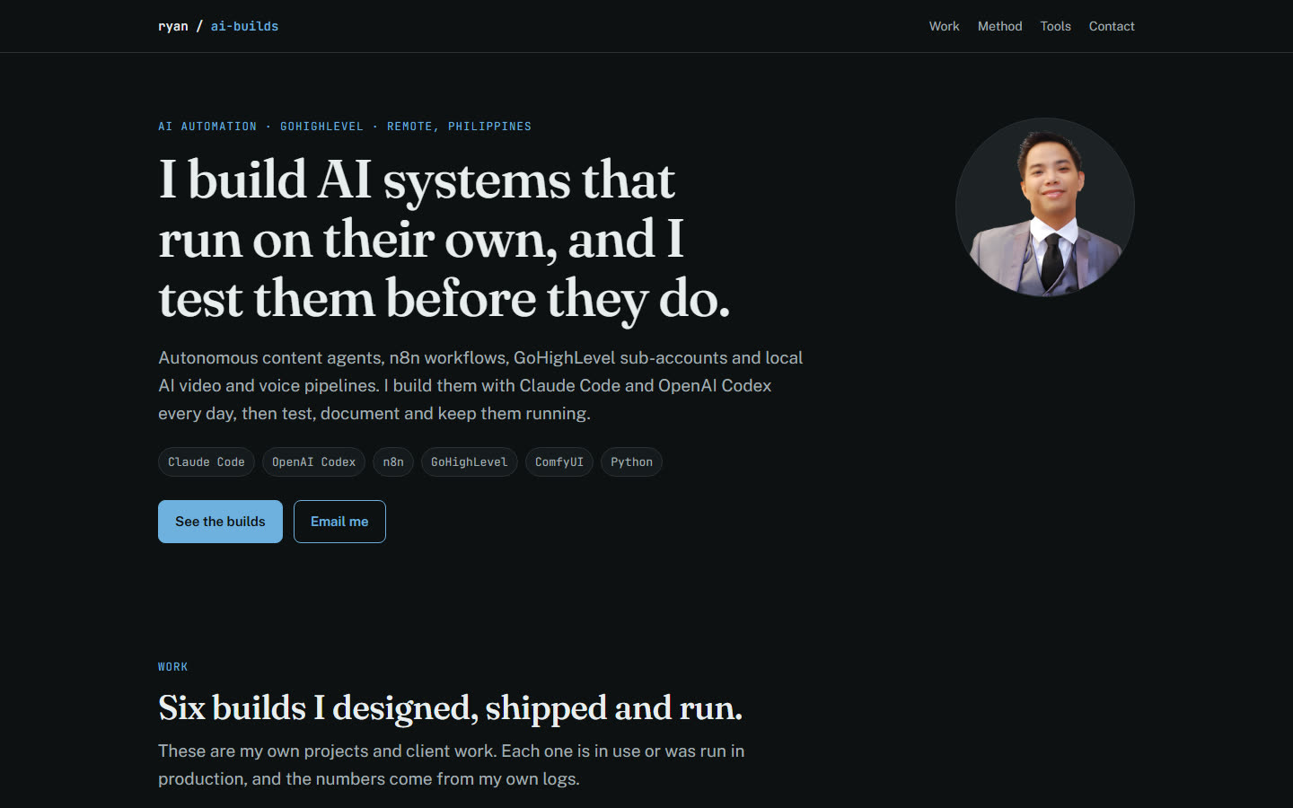 AI builds portfolio homepage